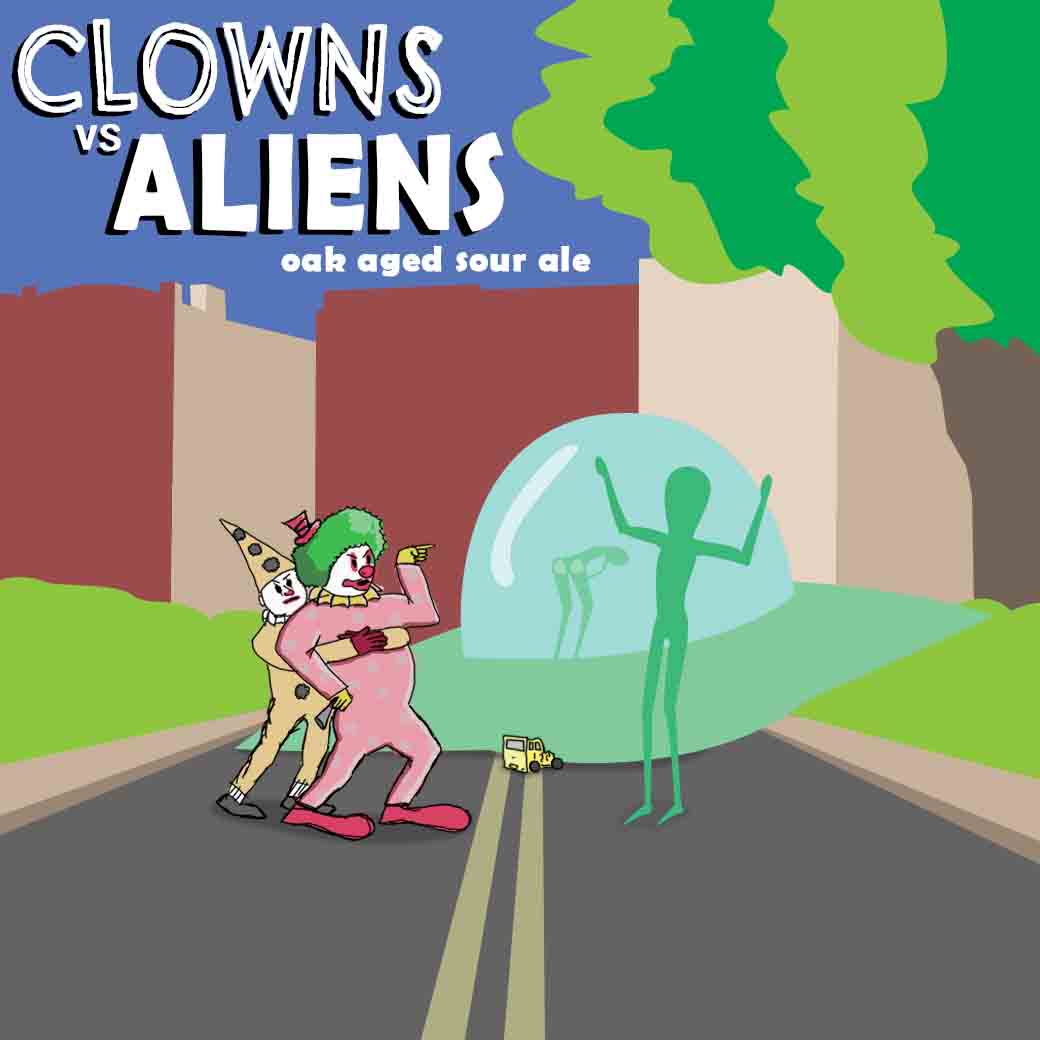 Clowns vs Aliens Beer Label – Connor Shea